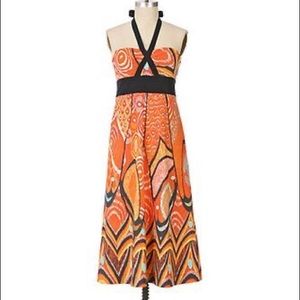 Maeve Anthropologie Fiery Dew Halter Dress XS 2